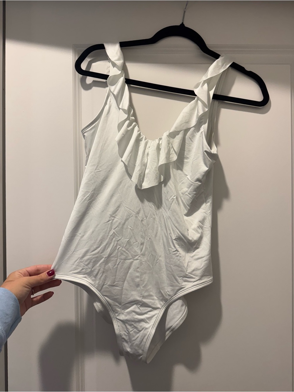 Aerie Ruffled V-Neck White Swimsuit